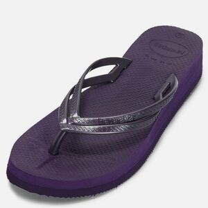 New Havaianas Women's Purple Flip Flops With Platform